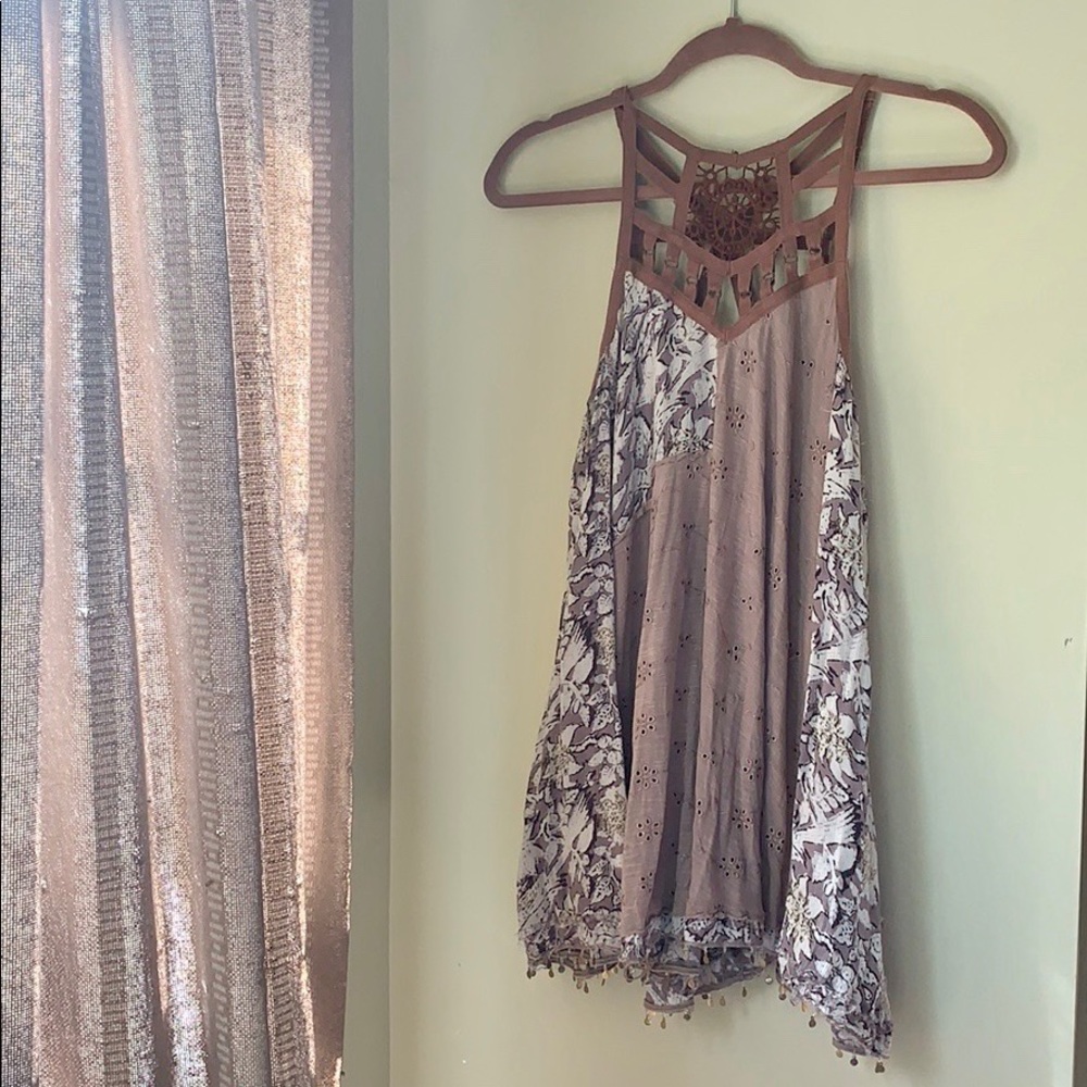 Free People Brown Mixed Pattern Dress